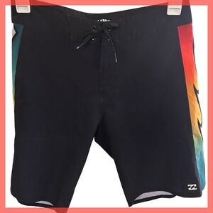 Billabong Mens Board Shorts Black Flame Size 29